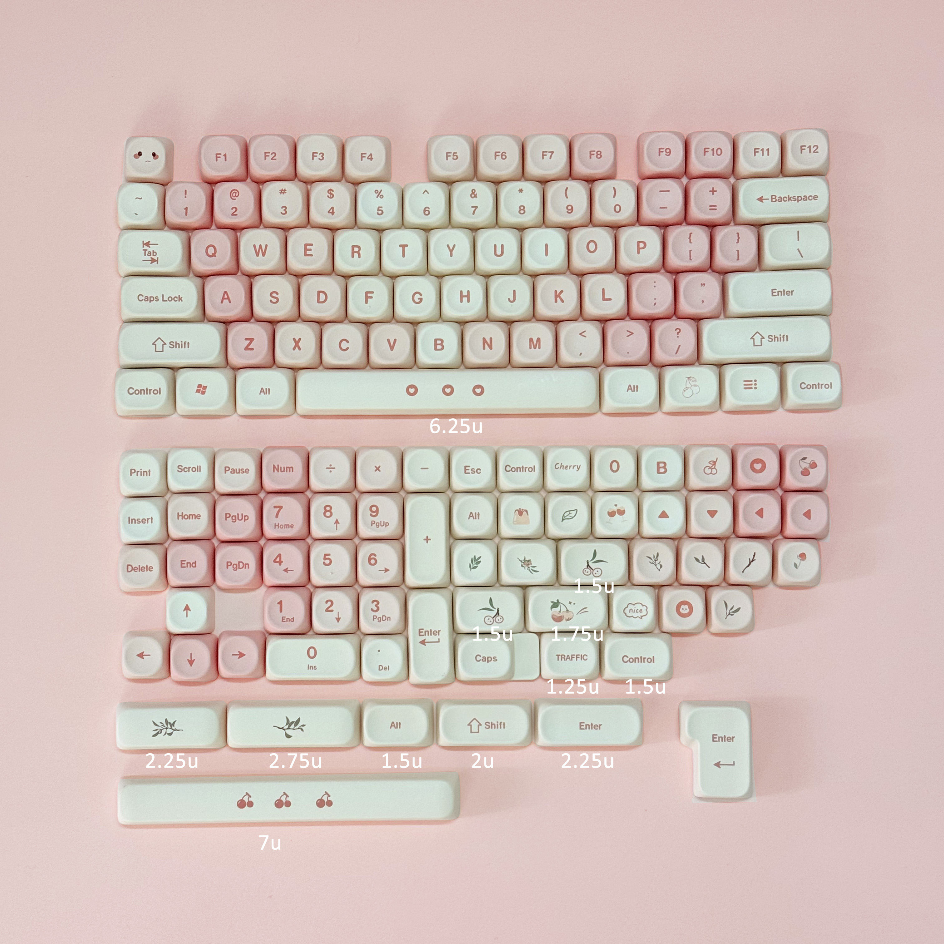 Pink Cherry Cute Style Keycaps – Keyboard Numpad Separate recenzja i cena