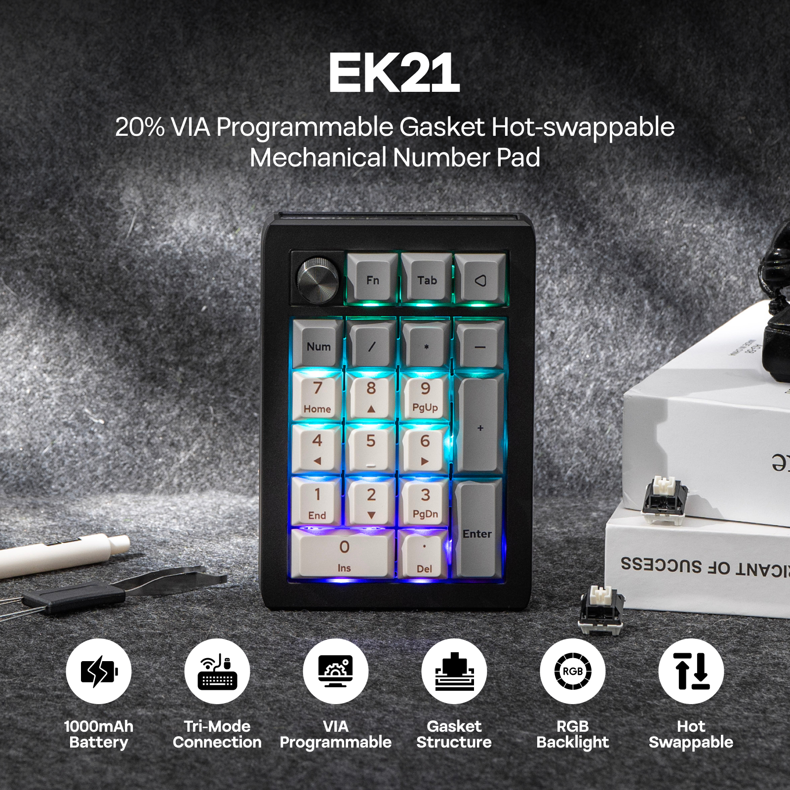 EPOMAKER EK21 VIA 20% Gasket W – Keyboard Numpad Separate recenzja i cena