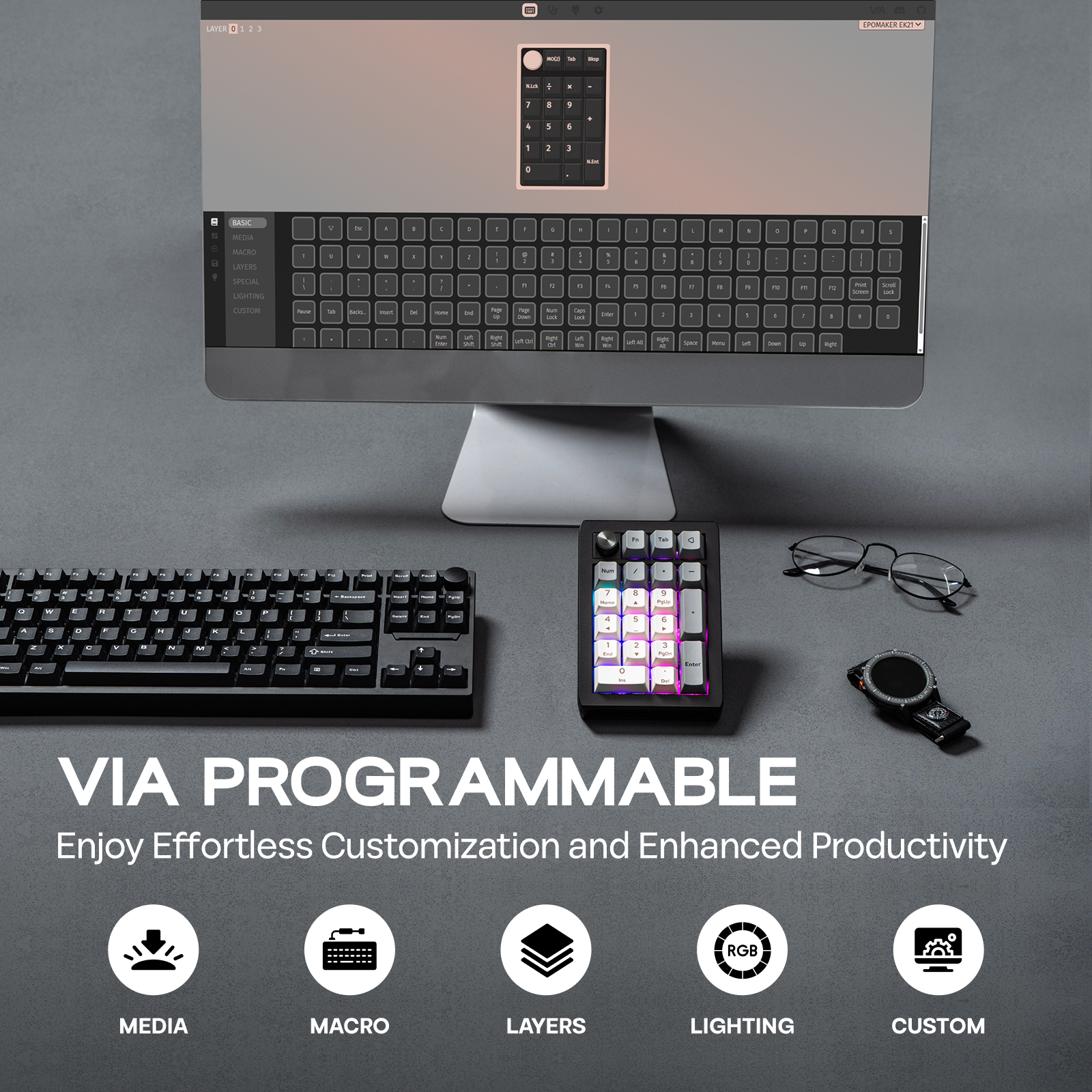 EPOMAKER EK21 VIA 20% Gasket W – Keyboard Numpad Separate recenzja i cena